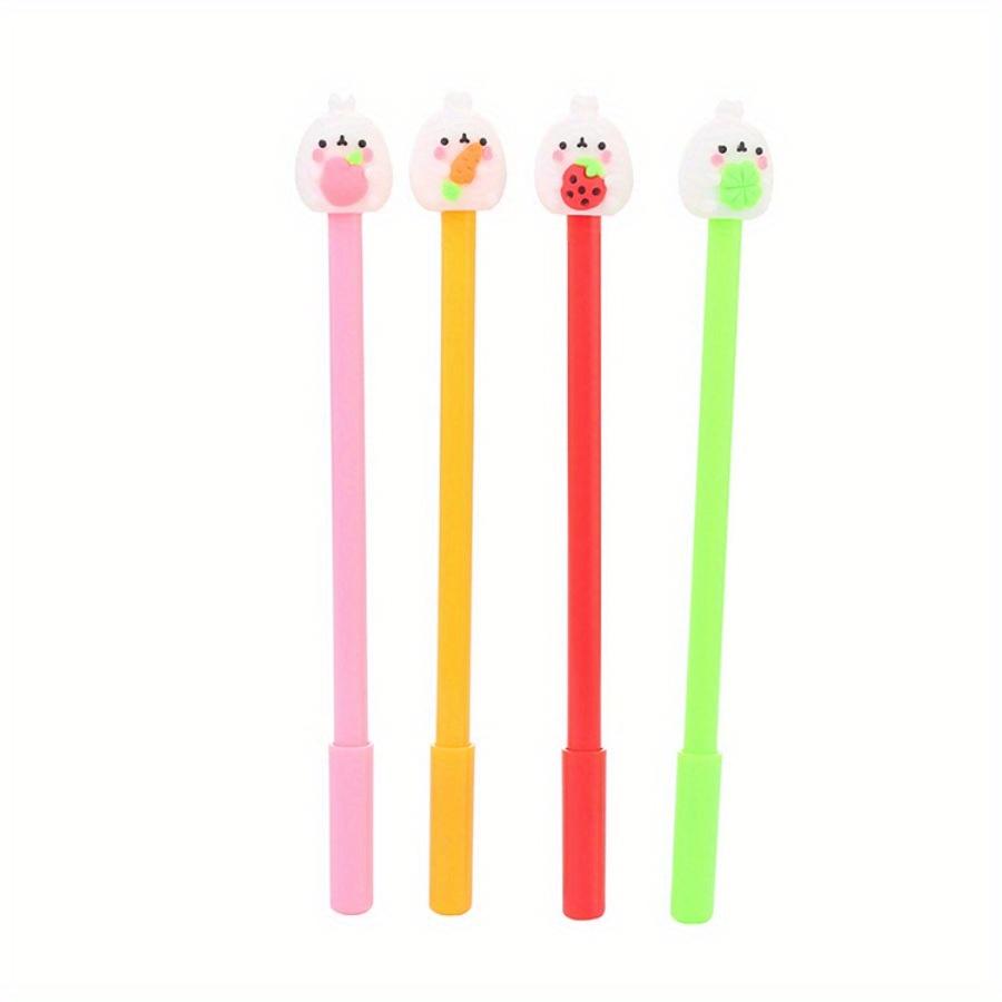 School Season 10pcs 0.5mm Cartoon Rabbit Hugging Fruit Gel Pen Creative Stationery Cute Water-based Pen Office Supplies Signature Pen