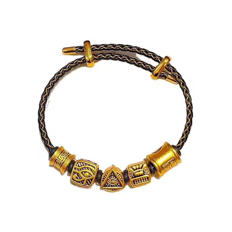 Браслет-оберег со знаком зодиака, эмаль, цвет песочное золото - Бронзовый Лу Лу Тун, подарок для пар