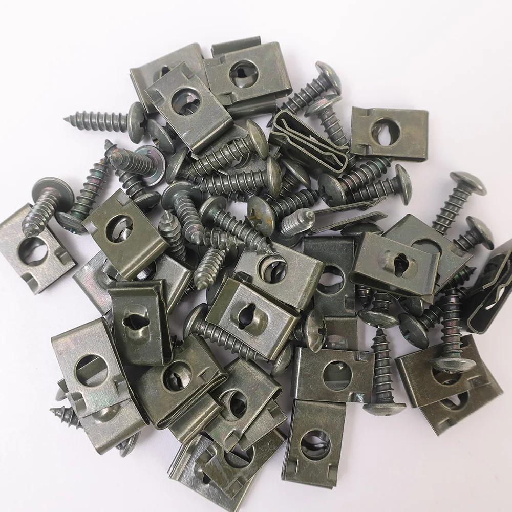 Self Tapping Screws Metal Fastener Clip for Car Motorcycle U-Type Clip with Screw Anti-rust Protection Clip Screw Iron Sheet Kit