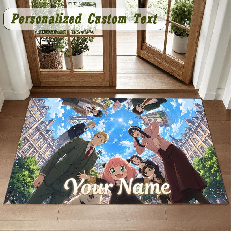 Crystal Velvet Square Rug Custom NameSpy × Family Pattern Non Slip Home Floor Decor Rug