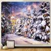 Рождественский снежный домашний декор, художественный гобелен, рождественская елка, богемное украшение, настенный гобелен в стиле хиппи