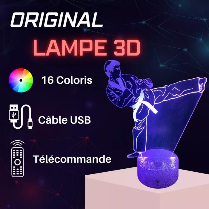 Lampe de Chevet 3D - LED - Taekwondo - Multicolore - Tactile - Télécommande