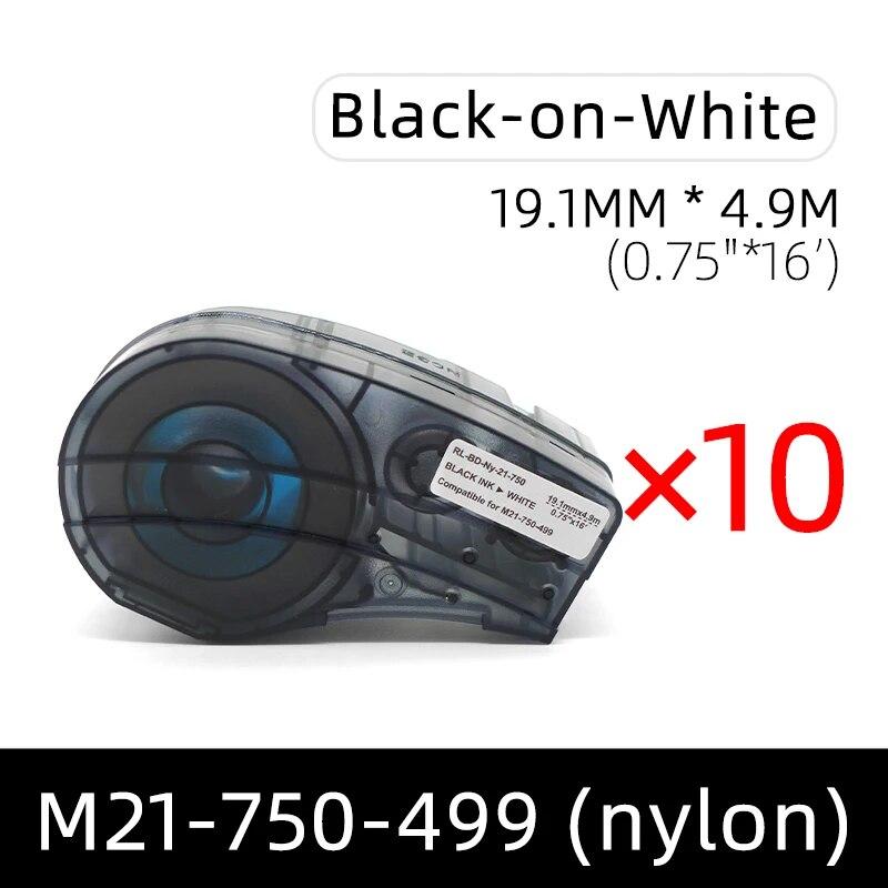 Совместимая этикеточная лента M21-750-499, нейлоновый материал для этикетировочной машины M210 M211 M210-LAB, 19,1 мм, черно-белая этикетка-наклейка