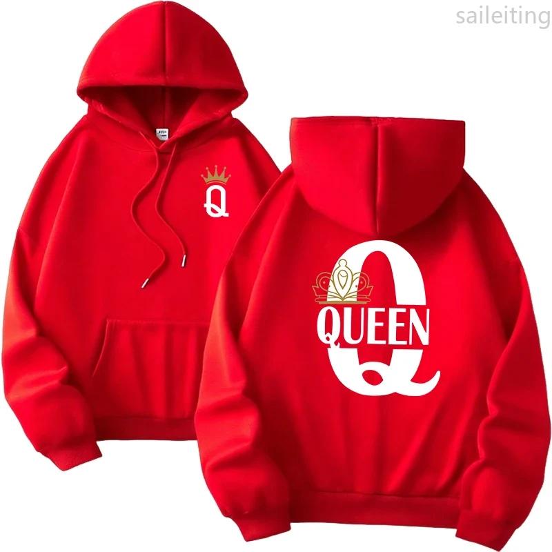 Queen King Print Pullover Woman Fall Winter New Arrival Couples Sweatshirts Home Outdoor Comfort Warm Casual Hoodies Aesthetic
