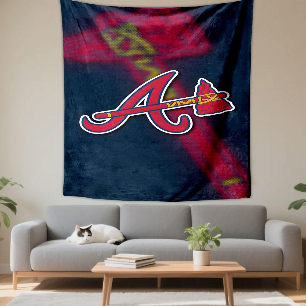 Red "A" with Tomahawk Design Patterned Tapestry Decorative Wall Hanging, Home Bedroom Living Room Decor