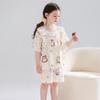 Girls Short Sleeve Pajama Set Cartoon Print Lyocell Sleepwear Home Wear Comfortable Breathable Kids Nightwear