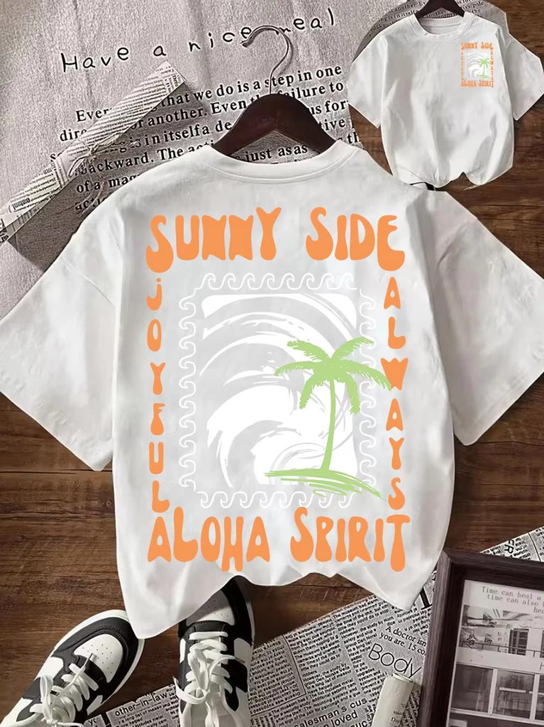 Vintage Summer Beach Palm Tree Tshirt Unisex Retro Ocean Surf Graphic Short Sleeve Tee Casual Holiday Streetwear Tops