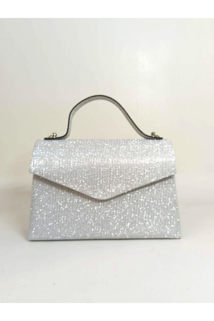 Women's Stylish and Useful Evening Dress Bag Women's Silvery Black Breasted Fabric Silver Chain Strap Evening Bag