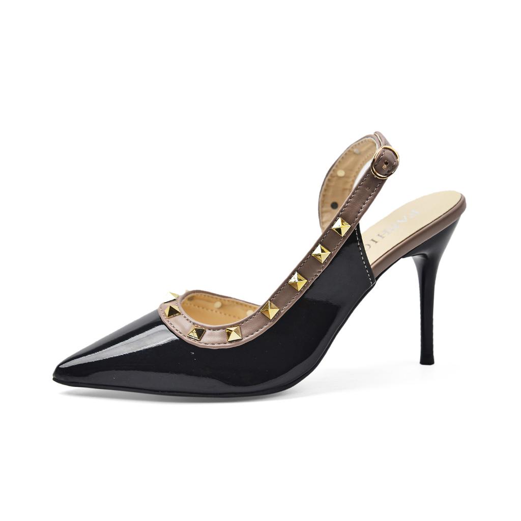 Rivet Pointed Thin Heel High Heels Women's New Summer Simple Temperament Bag Head Empty Word with Sandals