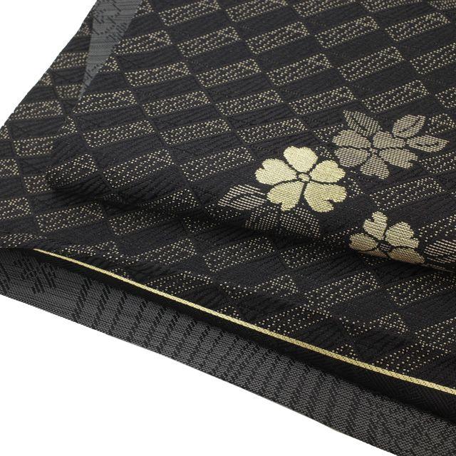 Used [New and used item] Great value!Fukuro Obi Saito Sansai Unused Pure Silk Nishijin Black Flower Gold Thread Semi-formal Casual High Quality Good