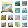Car Living Room Sofa Cushion Cover Luxury Home Decor Pillow Cover Farm Garden City Seascape Print