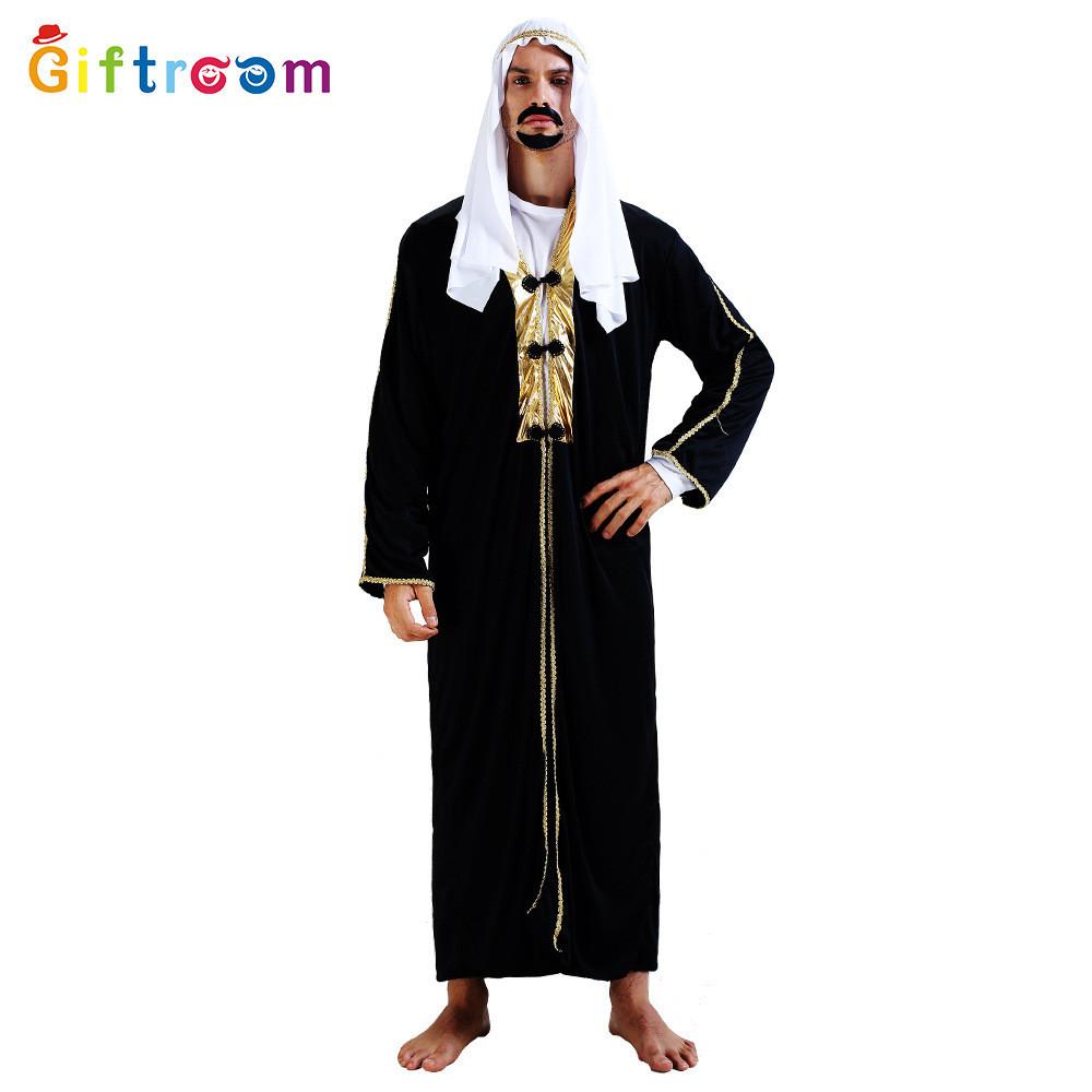Middle Eastern Majestic Sultan Outfit For Male Dressup Featuring Luxurious Black Polyester