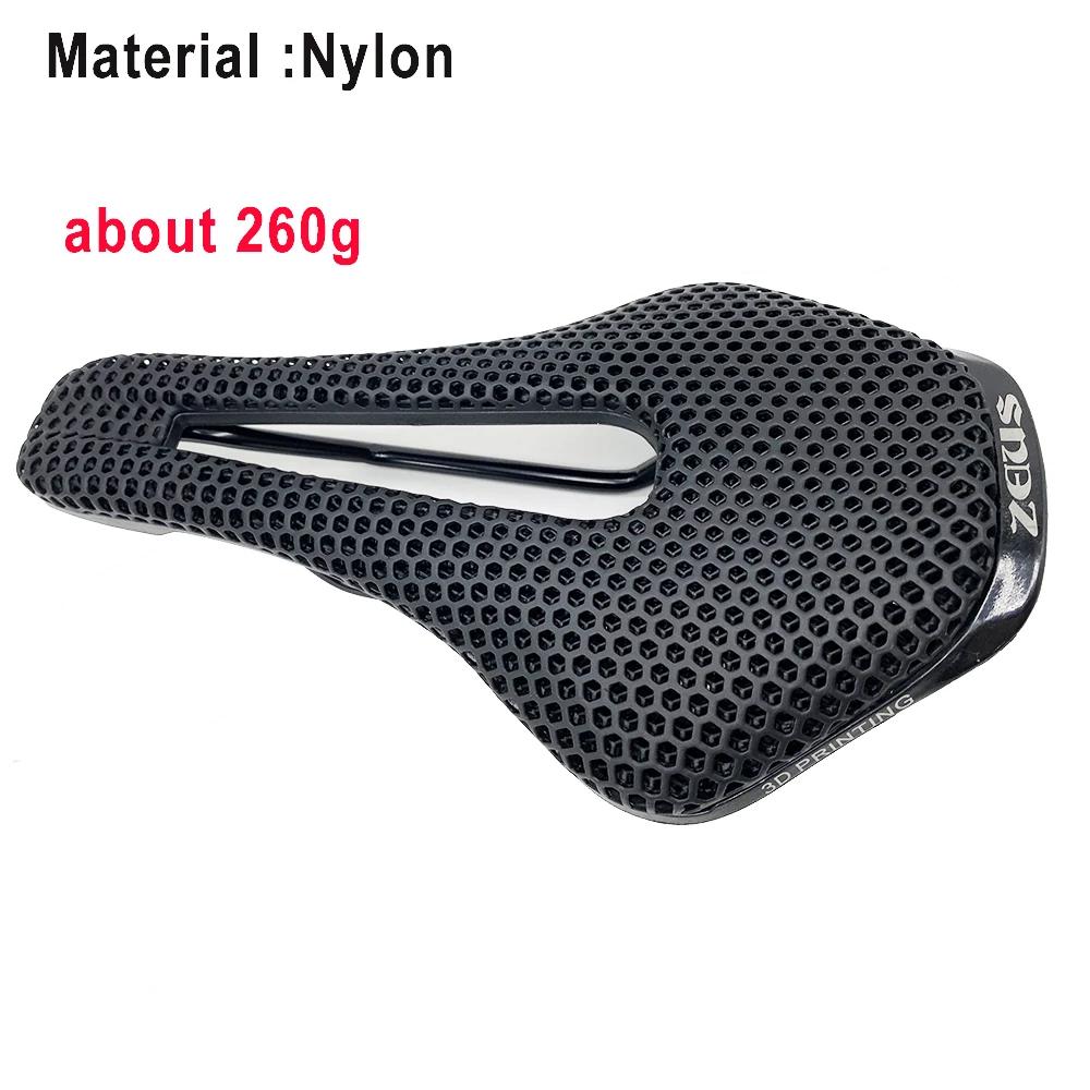Седло для велосипеда, сверхлегкая подушка из углеродного волокна/нейлона с 3D принтом, удобное дышащее полое дорожное сиденье для горного велосипеда MTB