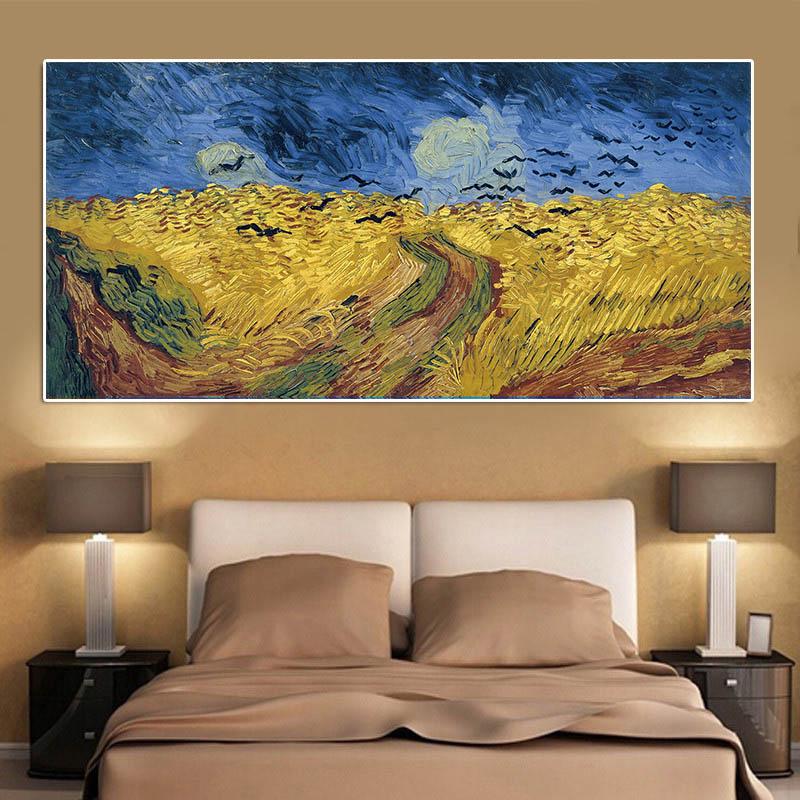 Van Gogh Wheat Field Crows Posters and Prints Impressionist Landscape Oil Painting On Canvas Wall Art Picture for Living Room