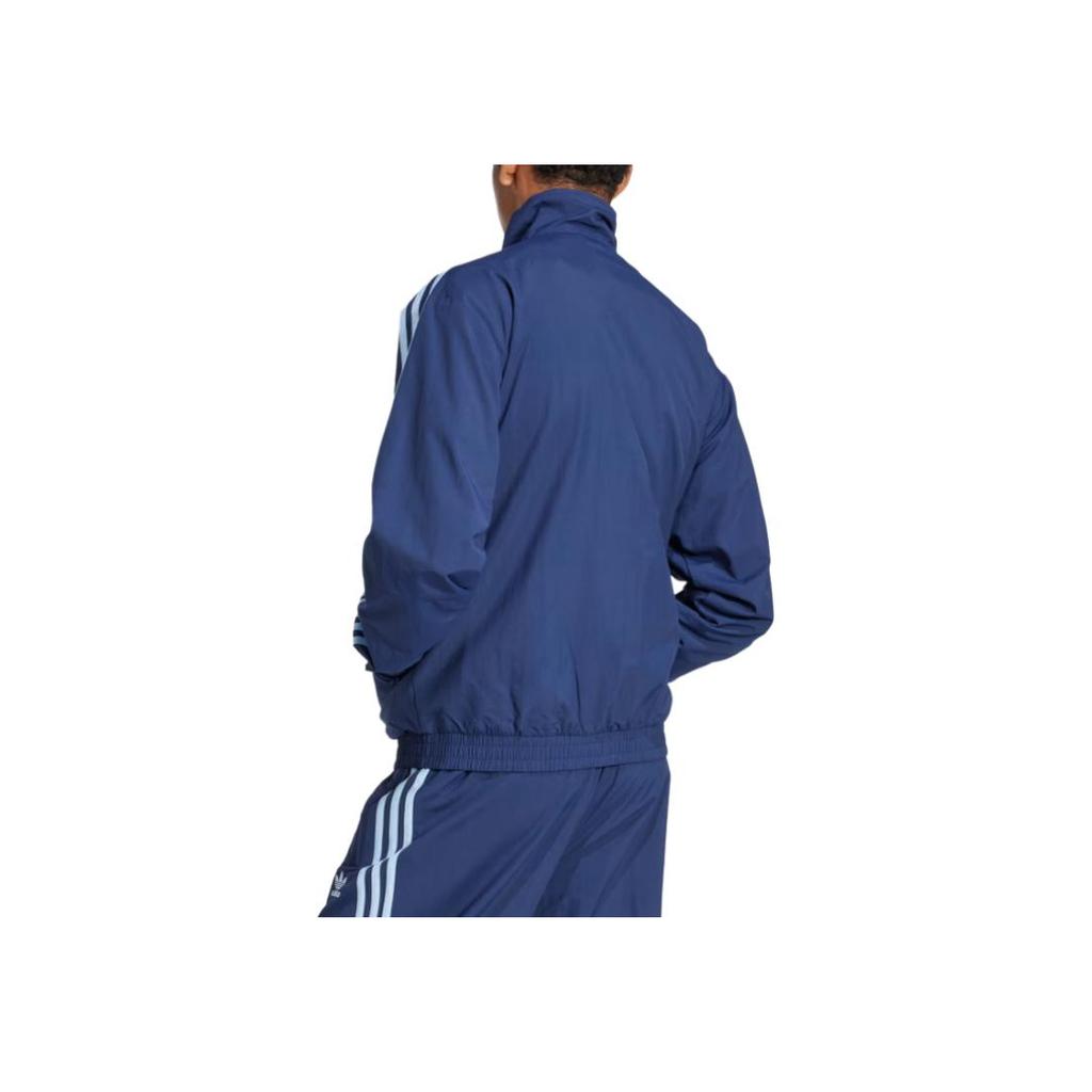 adidas Мужская куртка свободного кроя с воротником-стойкой на молнии с длинным рукавом и логотипом Originals, темно-синего цвета JP1253