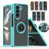 Shockproof Matte Phone Case for Samsung Galaxy Z Fold 6 5 4 3 Protective Cover Ring Stand Holder Shell