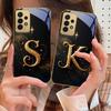Магические буквы "K S A" Для Samsung A73 A72 A71 A42 A56 A55 A54 A53 A52s A52 A51 A36 A35 A34 A33 A32 A16 Золотой стеклянный чехол для телефона