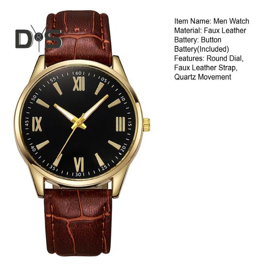 Мужские деловые часы с круглым циферблатом и ремешком из искусственной кожи, кварцевый механизм, для подростков и взрослых, наручные часы для торжественного платья, модные ювелирные изделия, аксессуары