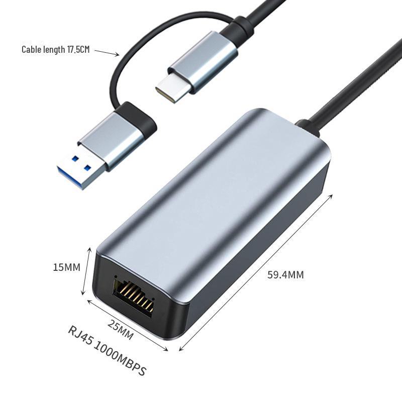 USB Type-C To RJ45 Gigabit Ethernet Adapter - Driver-Free Network Cable Converter for Laptop