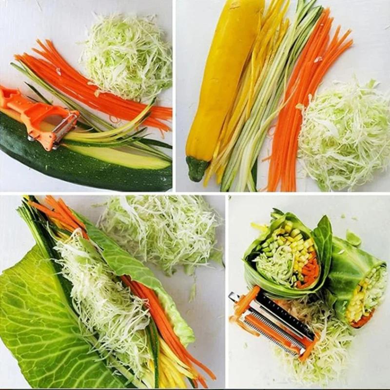 Многофункциональная овощечистка Портативная из нержавеющей стали Слайсер для фруктов 2-в-1 Многофункциональный инструмент для нарезки овощей Для домашней кухни