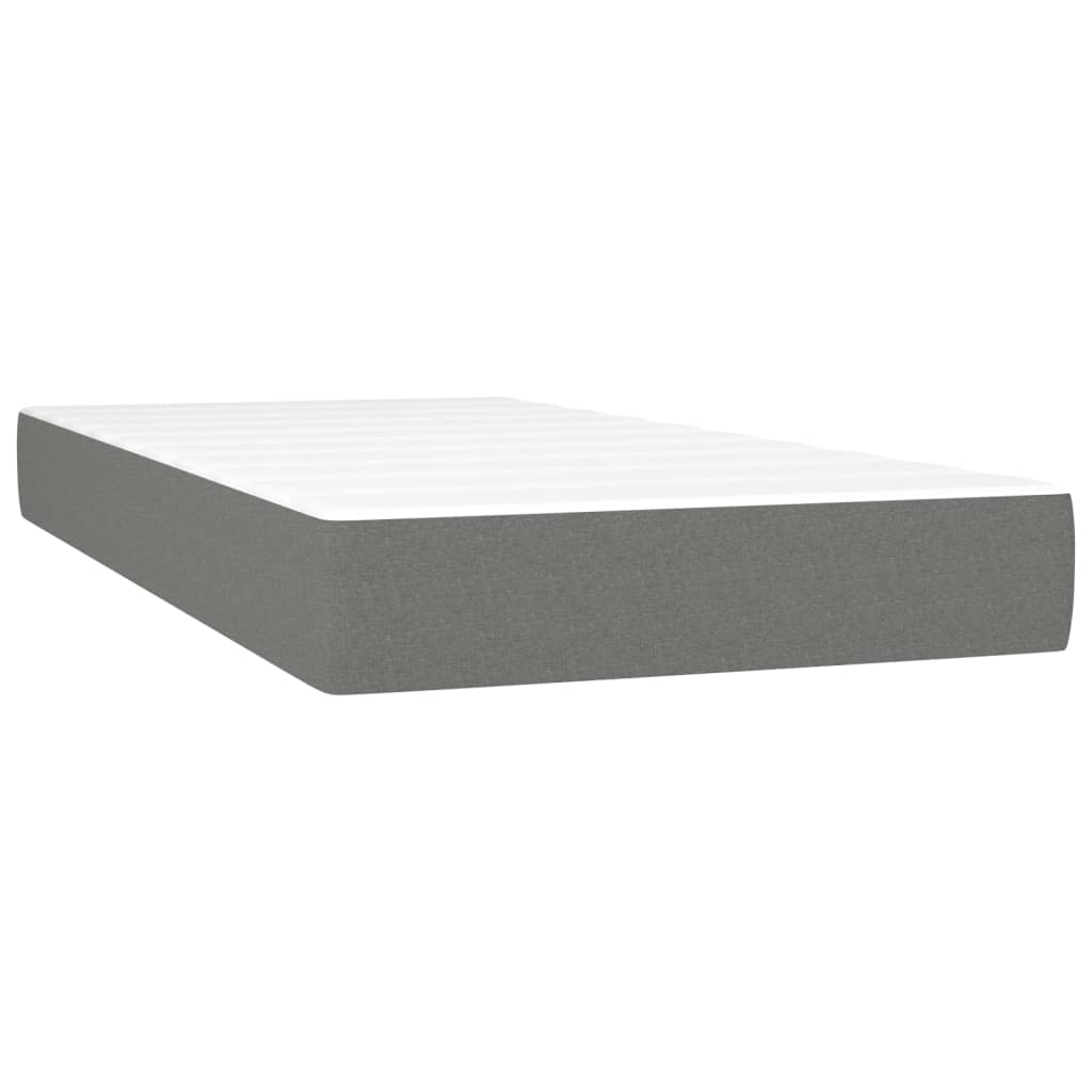 Box Spring Bed with Mattress Dark Gray 100 x 200 cm Fabric