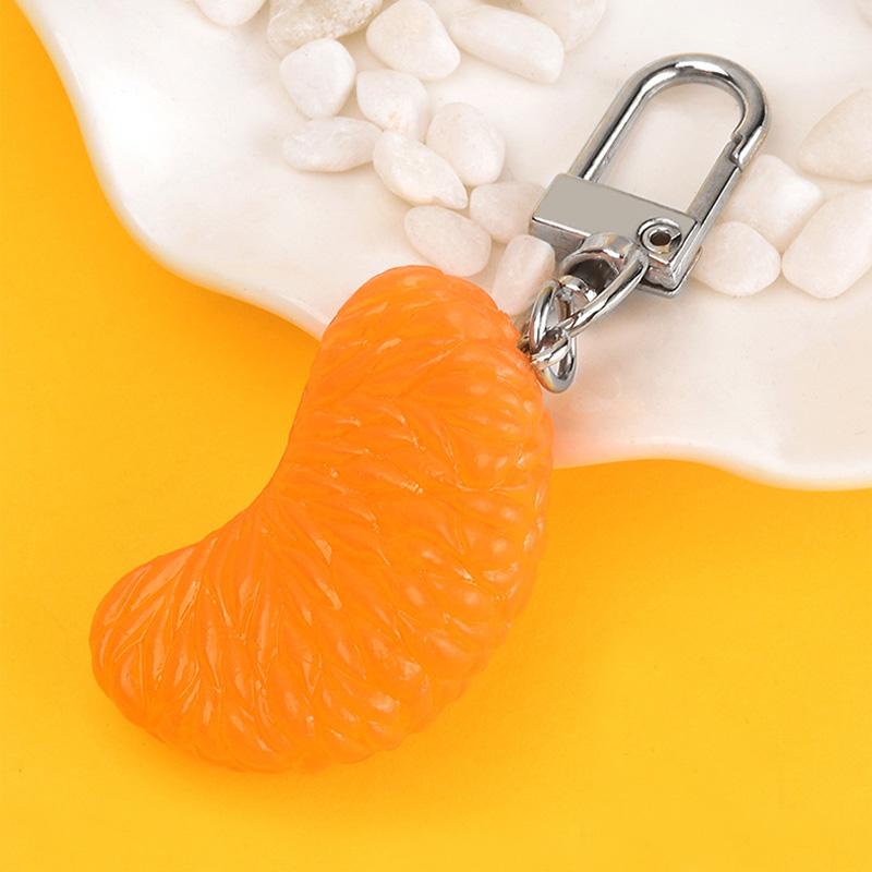 Cute Simulation Fruit Orange Keychain Trinket Simple Food Charms Women Girls Bag Pendant Jewelry Car Accessories Keyring