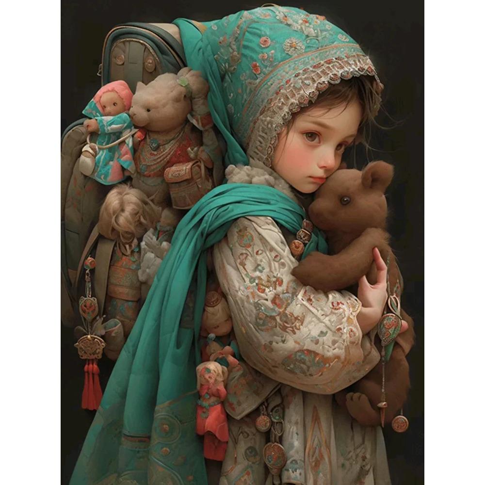 Алмазная картина Милая девушка Круглая алмазная живопись Ручная работа Феникс Животное Искусство Картина маслом Diy Алмазная мозаика Картина Украшение дома Рождественский подарок