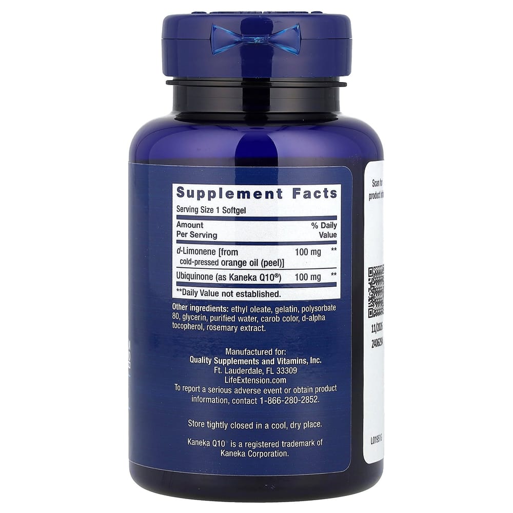 Life Extension Super-Absorbable CoQ10 (Ubiquinone) with d-Limonene 100mg, 60 Softgels