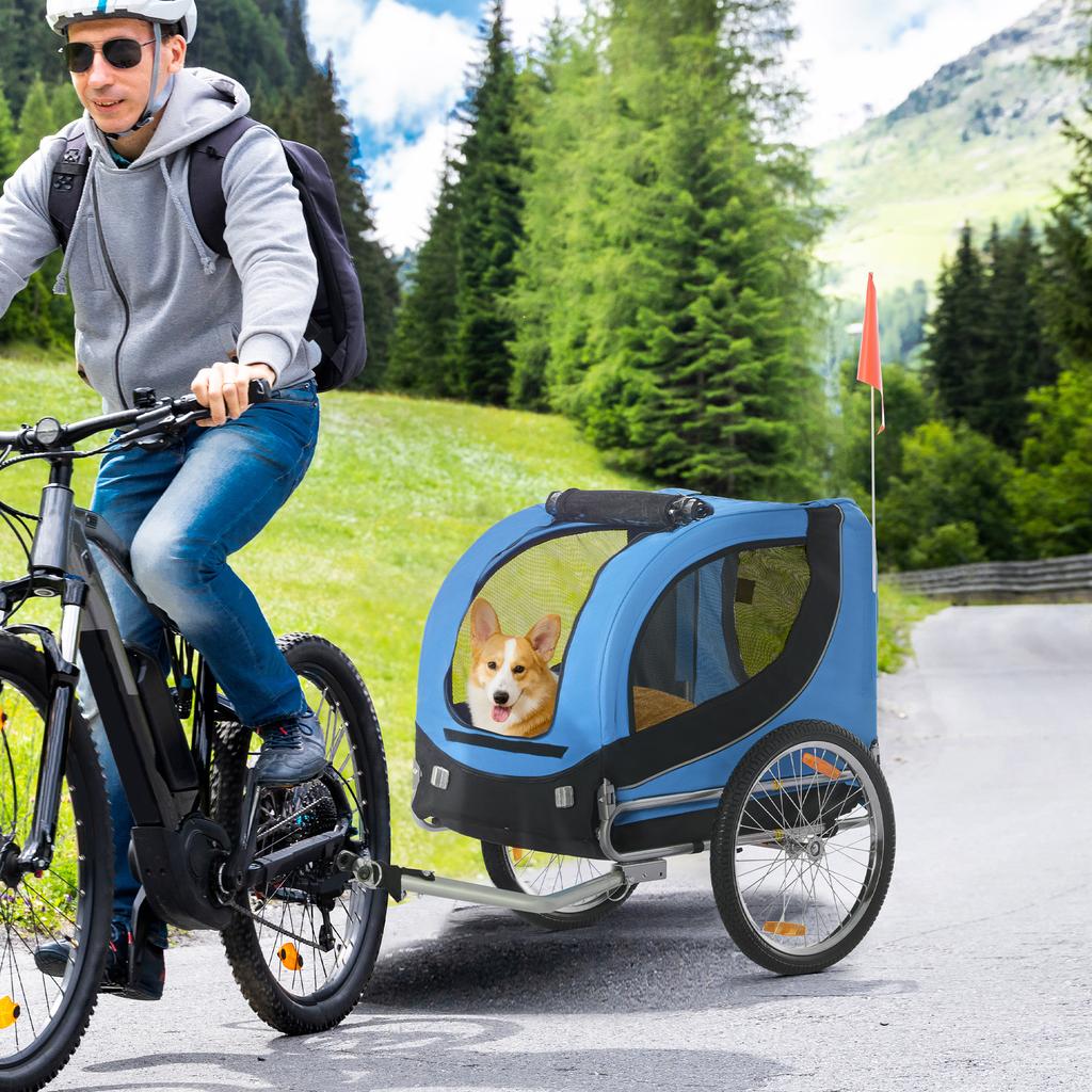 Bike Trailer for Dogs with Universal Coupling, Steel, Blue+Black