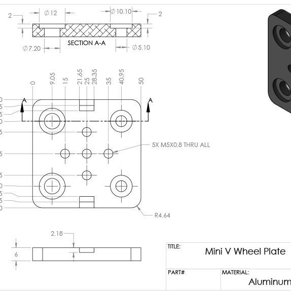OpenBuilds 2040 V-Slot Алюминиевый Профиль Мини Пятиколесная Пластина