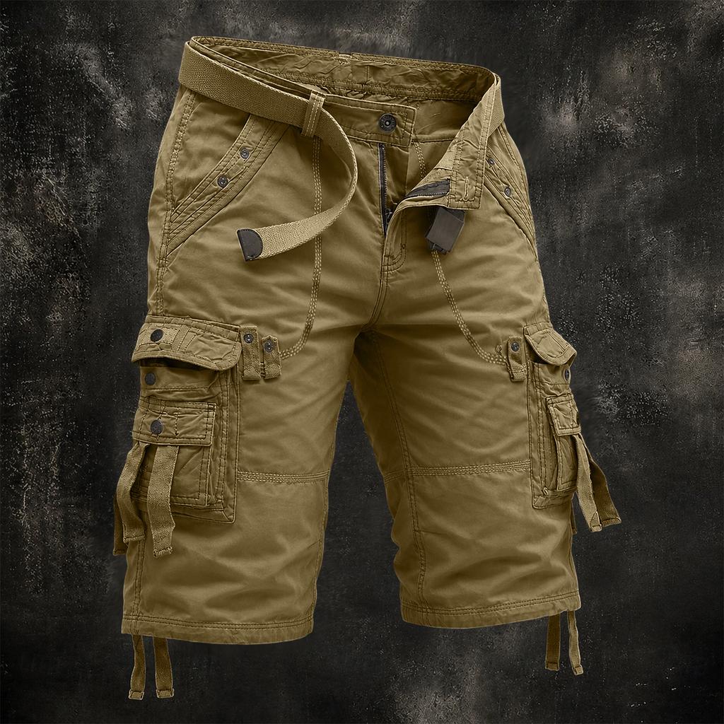 Men's Cotton Cargo Shorts with Multiple Pockets, Casual Summer Shorts (Belt Not Included)