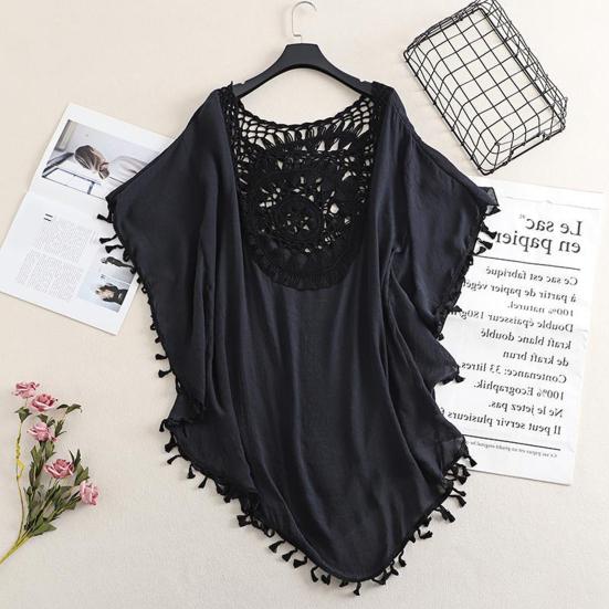 Женский летний купальник, повседневный, с открытыми плечами, с кисточками, пляжный халат, свободный, прозрачный, бикини, накидка для пляжа, бассейна, загара