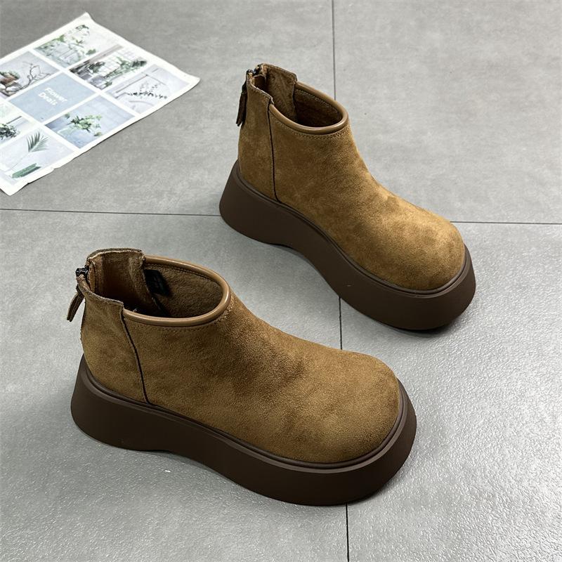 Ботинки Martin с толстой подошвой и большим голенищем, женские, новинка 2024 года, бархатные, короткие, с дышащей подошвой, Chelsea, прилив