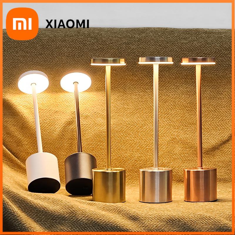 Xiaomi Простая светодиодная перезаряжаемая сенсорная металлическая настольная лампа, три цвета, прикроватная беспроводная настольная лампа, бар, наружное украшение, светодиодный ночник
