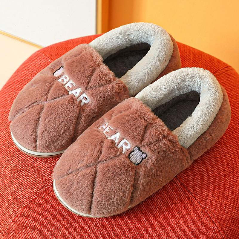 Warm Home Slippers for Men Winter Thicken Plush Shoes Male Flip Flops Women Couples Indoor Casual Non Slip Soft Furry Slides