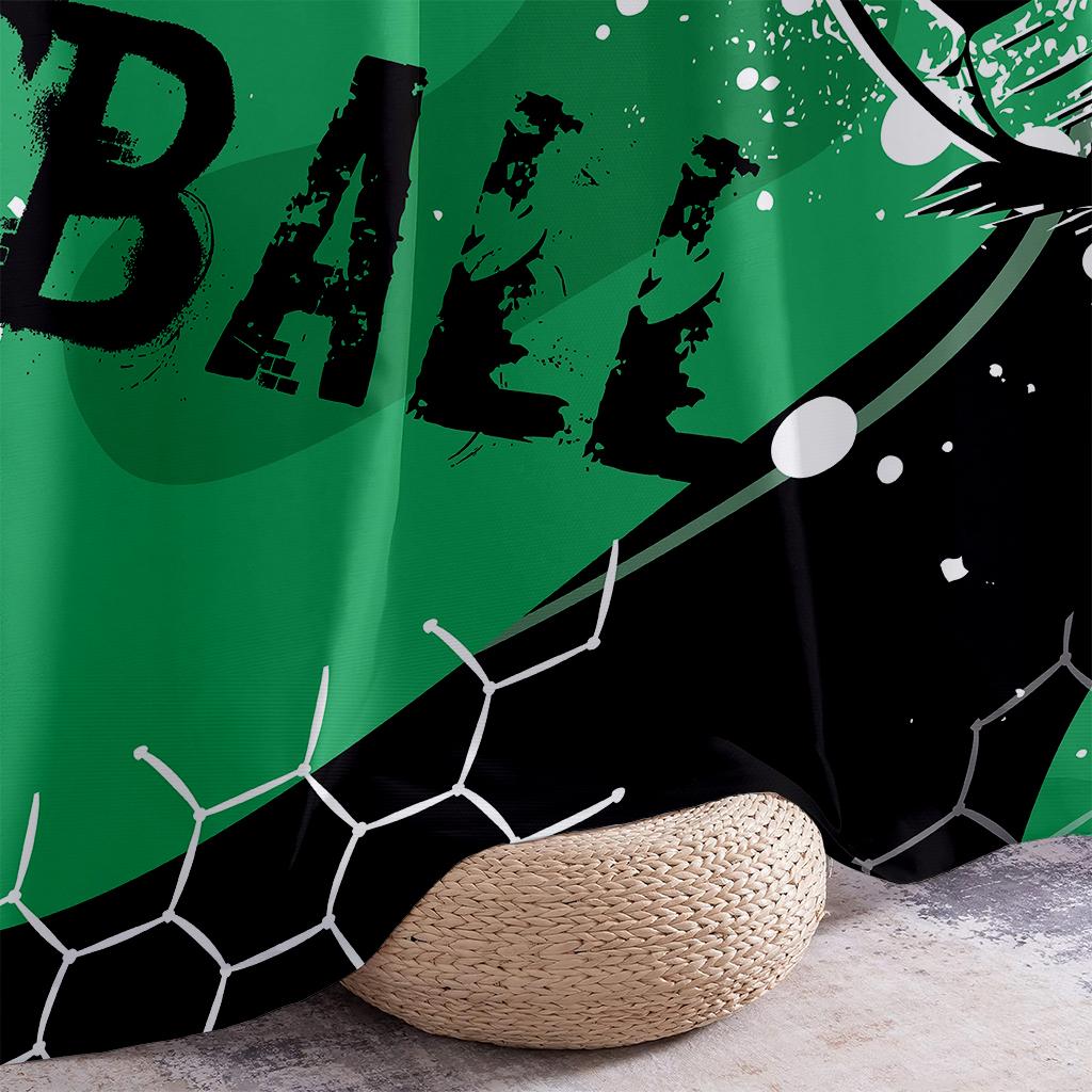 Cool Watercolor Green Football 3d Printed Curtains Suitable For Children's Room Study Bedroom Living Room Decorative Curtains