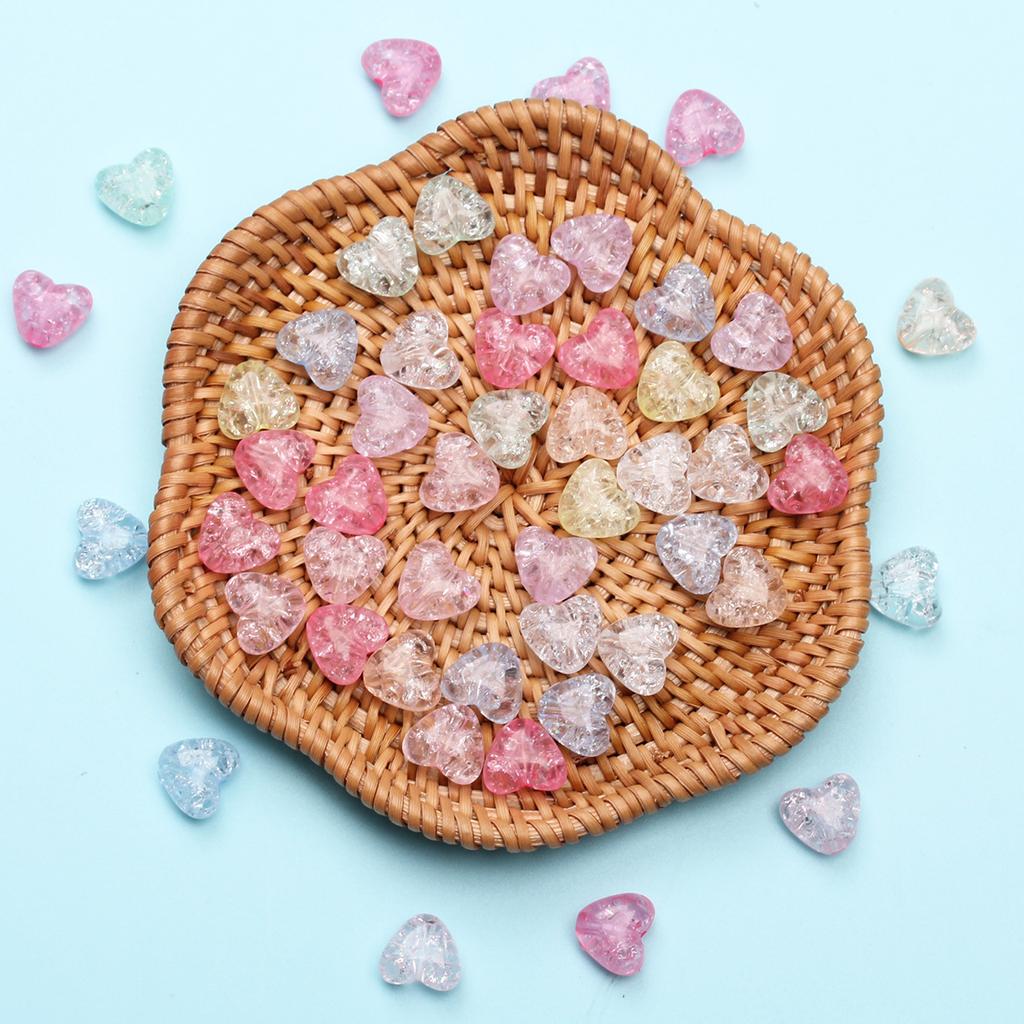 Creative Handmade 9.8*11mm Heart Shape Jewelry Accessories DIY Crack Loose Beads Fashion 50Pcs