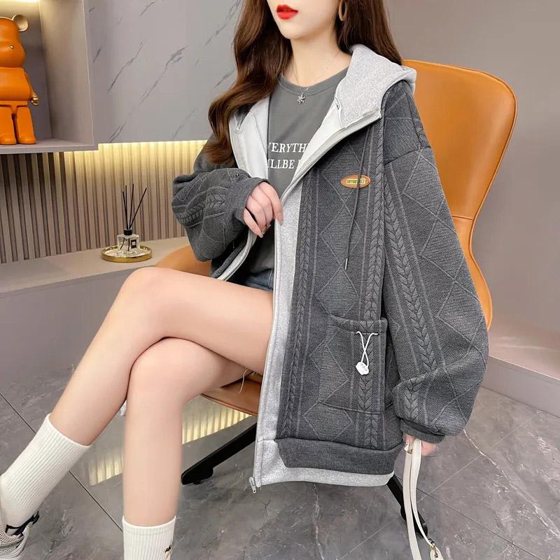 Пальто оверсайз, женское осенне-зимнее утолщенное пальто с капюшоном, женские теплые свободные топы, повседневный удобный топ на молнии