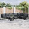 7 Piece Garden Sofa Set with Cushions Black Aluminum