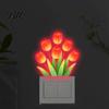 Night Glowing Sticker Glow-in-the-Dark Tulip Switch Sticker, Waterproof Floral Wall Decoration Decal, Peel Removable and Stick Light for Bedroom