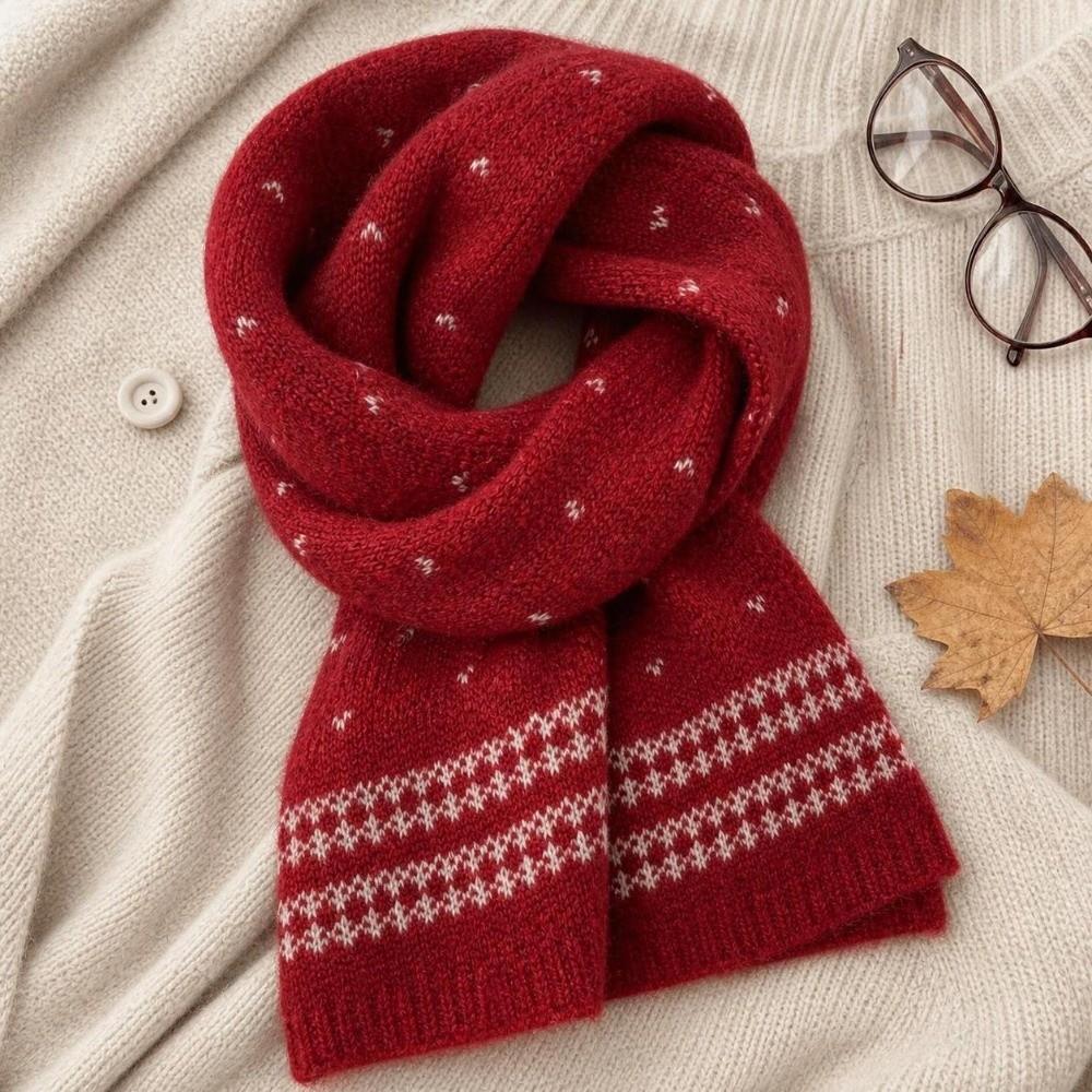 Korean Style Knitted Scarf 160×22cm Winter Scarf Versatile Ladies Wool Scarf