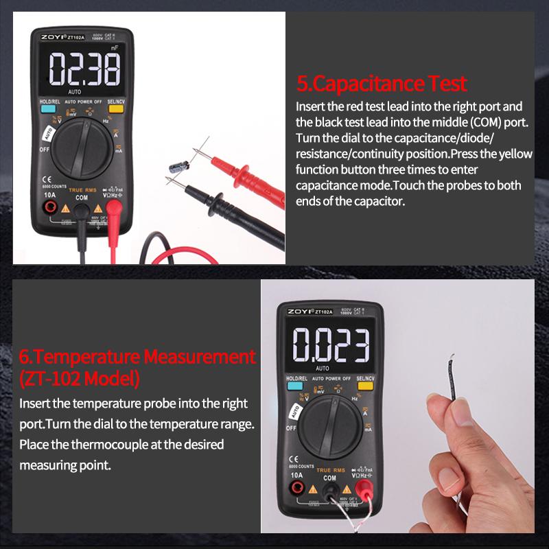 ZOYI -102A High-Precision Fully-Auto Pocket Digital Smart Multimeter with Anti-Burn Protection - Professional Electrician's Tool