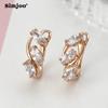 SIMJOO Rose Gold Color Individual Zircon Studded Diamond Full Diamond Stud Earrings