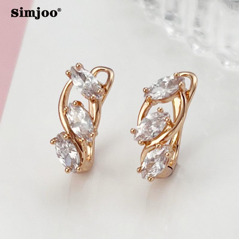 SIMJOO Серьги-гвоздики цвета розового золота с отдельными цирконами и бриллиантами