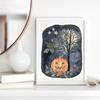 Bat and Jack Lantern  Halloween Wall Art Canvas Painting Cute Black Cat And Ghost Poster Wall Picture for Kids Halloween Decor