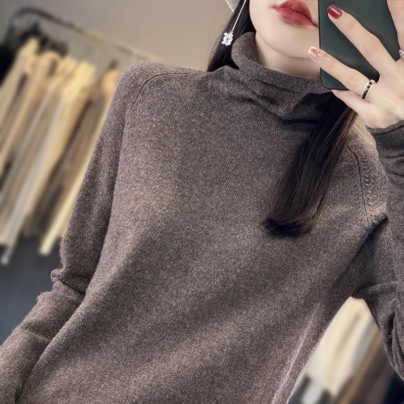 Women Loose Cowl Neck Long Sleeve Short Knit Base Sweater Casual Top
