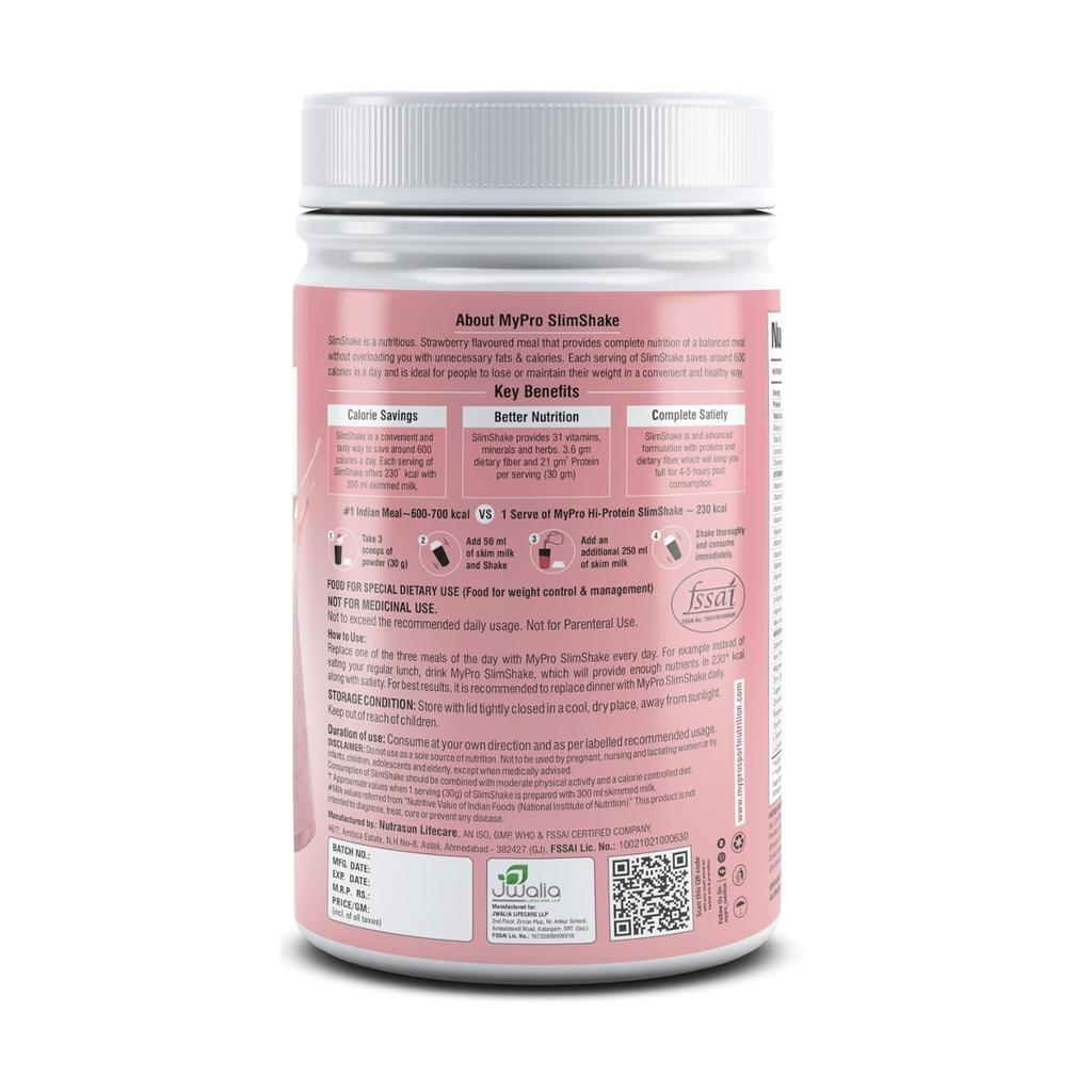 Протеиновый коктейль Клубника (500 г), Slim Shake Protein Powder (Strawberry Milk Shake), Mypro Sport Nutrition