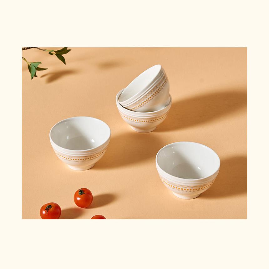 Керамическая чаша для риса CORELLE Rosemont, 4 предмета, столовая посуда, цвет слоновой кости и оранжевый