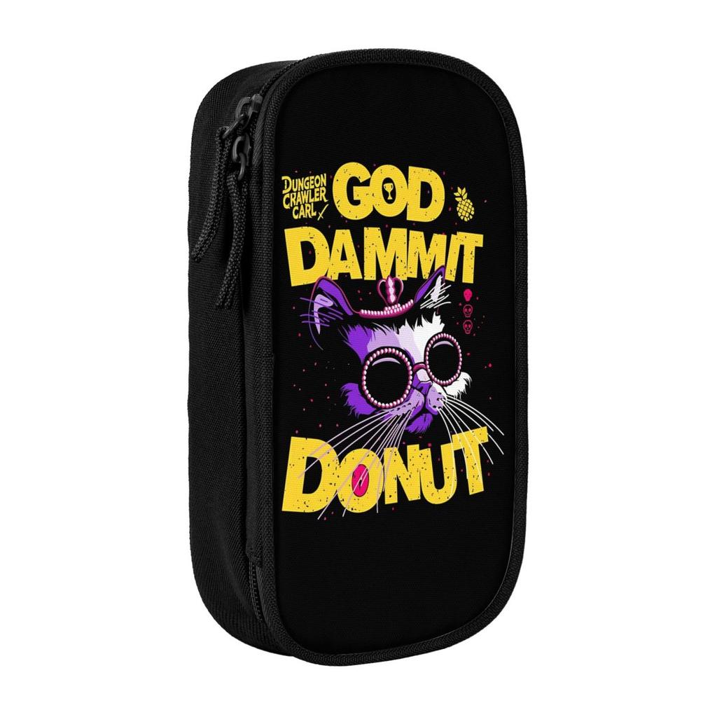 Classic Goddamnit Donut Dungeon Crawler Carl Pencil Case Pencil Box Pen Holder for Girl Boy Large Storage Bags Stationery