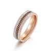 Elegant Korean-Style Double Row Stainless Steel Diamond Chain Ring